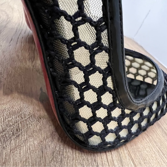 Christian Louboutin Black Mesh And Patent Leather Spike Guni Pumps - Picture 4 of 5